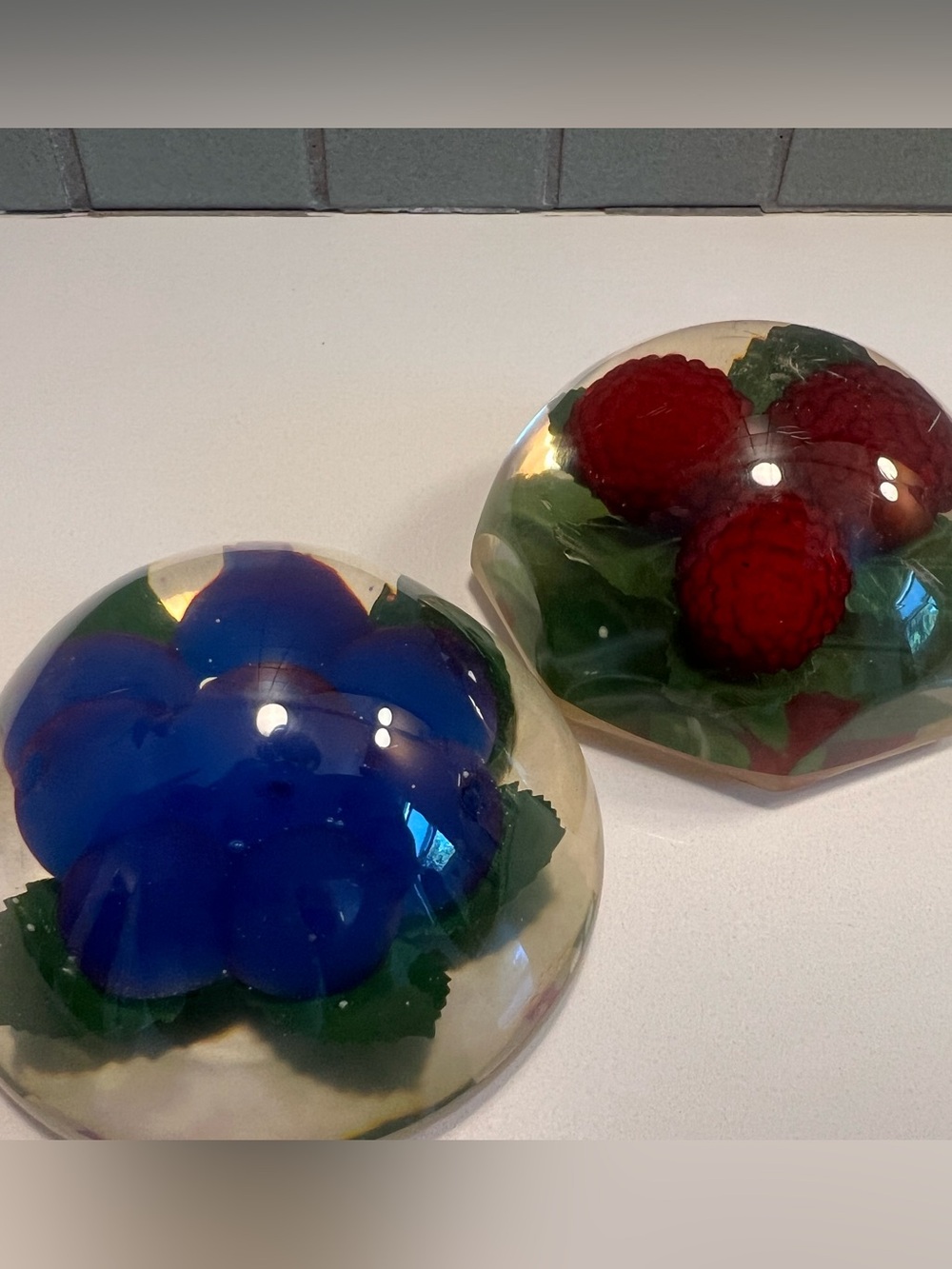 Decorative Resin berry Paperweights - Red & Blue